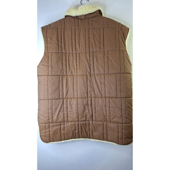 Men's Vtg Sherpa Lined Puffer Vest XXL Snap Button Cabincore Outdoor Gorpcore - Picture 11 of 12
